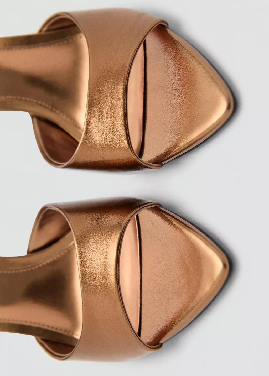 Copper Metallic Effect Slingback Sandal, , large image number 2