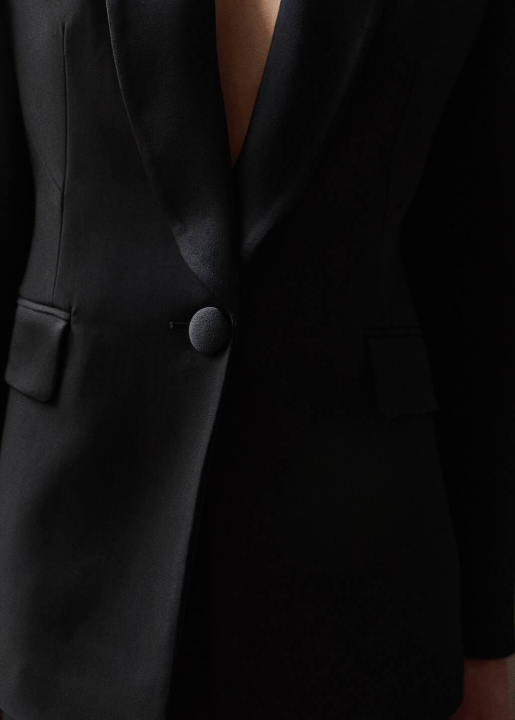 Black Suit Jacket With Satin Details, , large image number 3