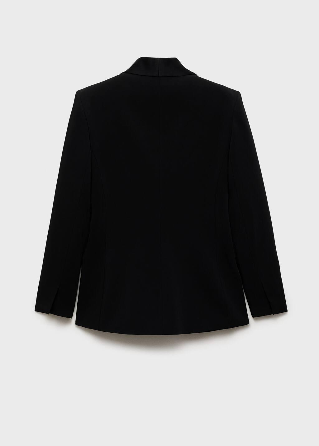 Black Suit Jacket With Satin Details, , large image number 5