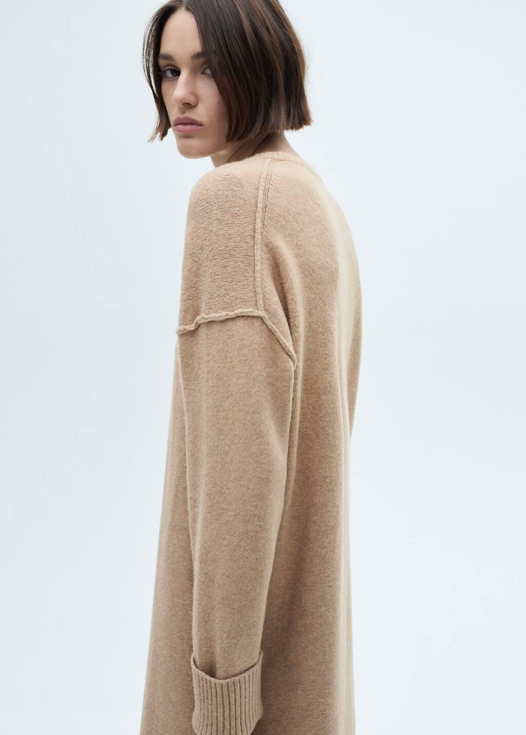Brown Textured Sweater Midi Dress, , large image number 1