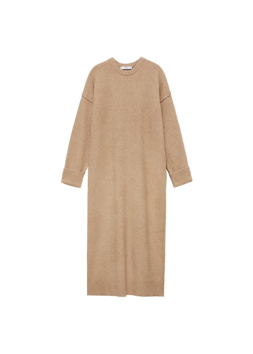 Brown Textured Sweater Midi Dress, , large image number 3