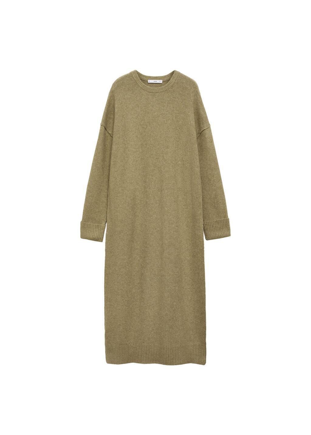 Green Knitted Dress With Ribbed Finishes, , large image number 3