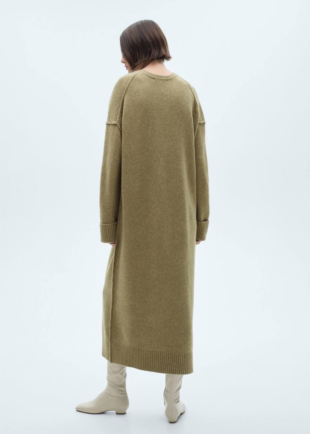 Green Knitted Dress With Ribbed Finishes, , large image number 4