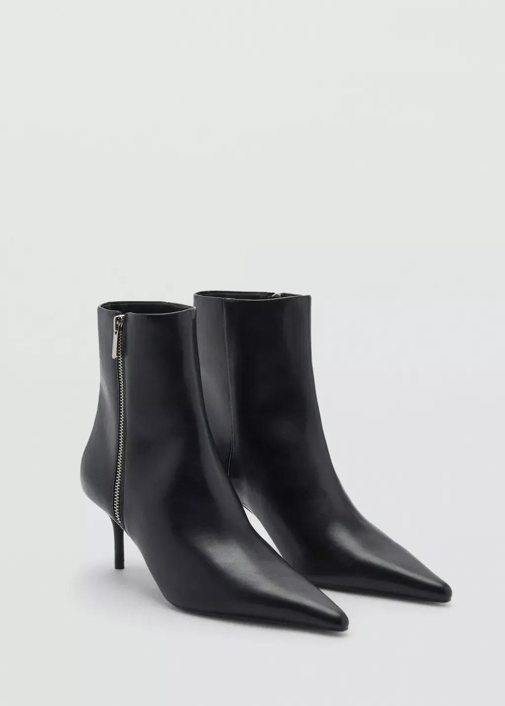 Black Pointed Boots With Zip, , large image number 0