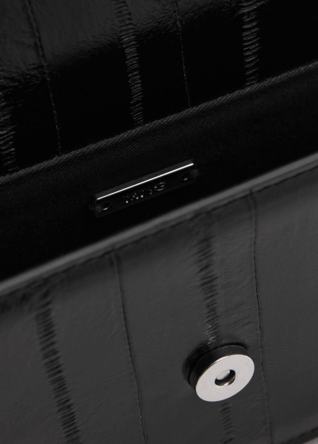 Black Textured Leather Effect Bag, Black, large image number 1