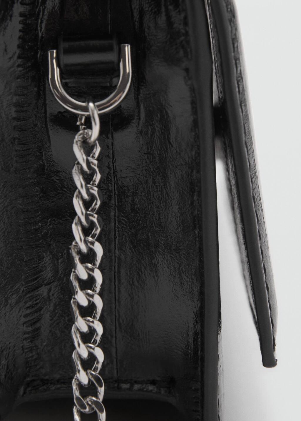 Black Textured Leather Effect Bag, Black, large image number 2