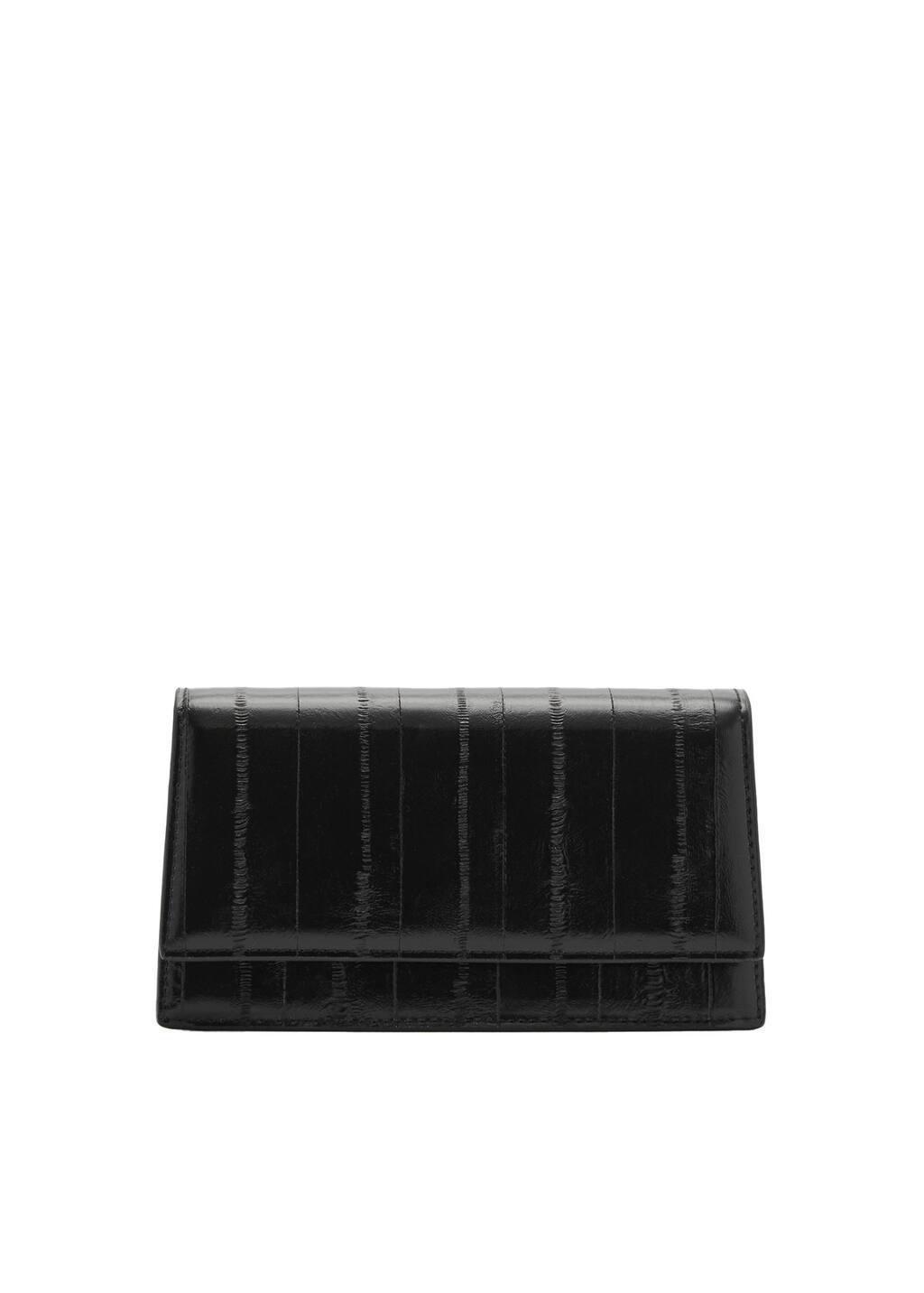 Black Textured Leather Effect Bag, Black, large image number 3