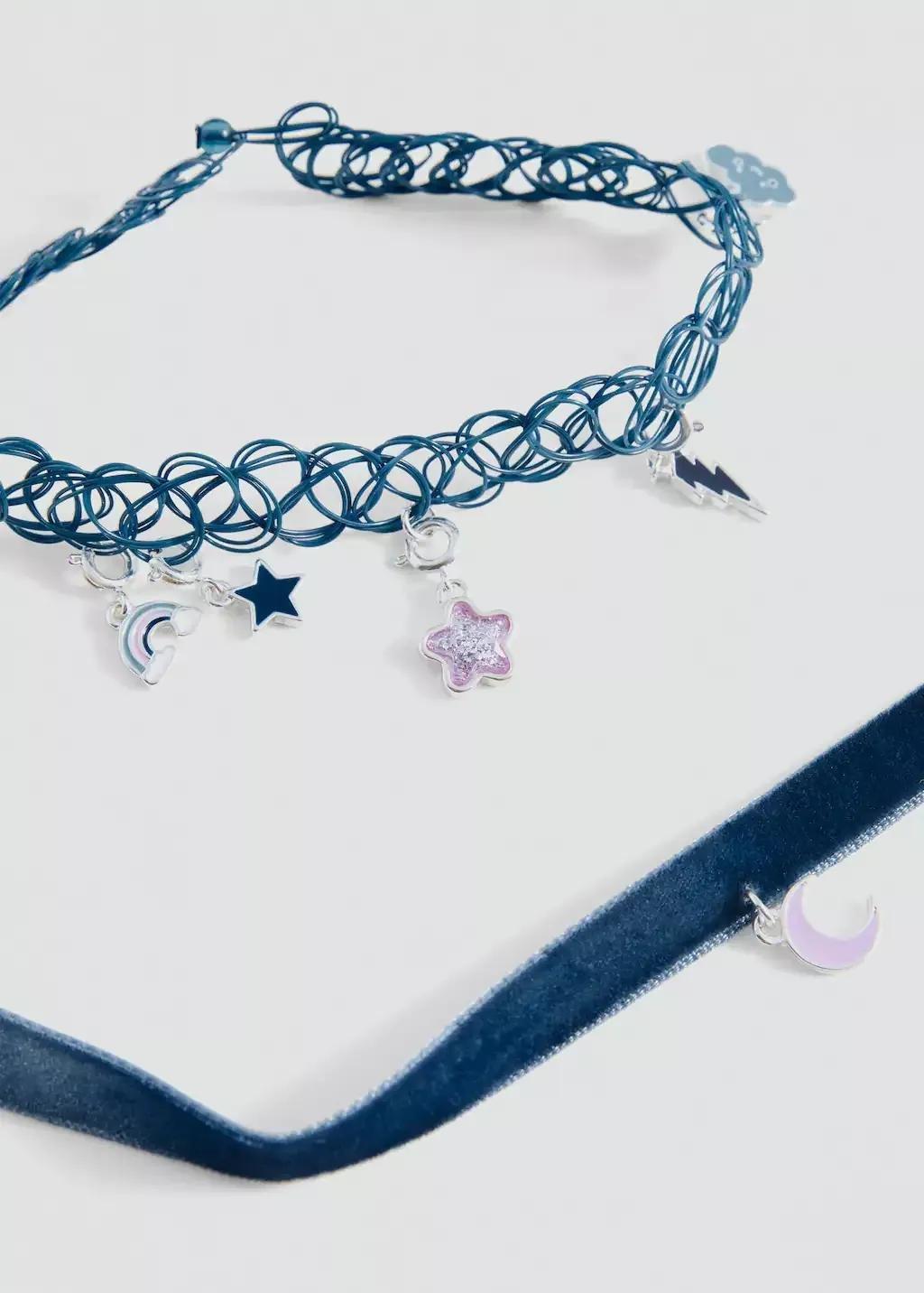 Blue Set 2 Combined Necklaces, Kids Girl, Medium Blue, large image number 0