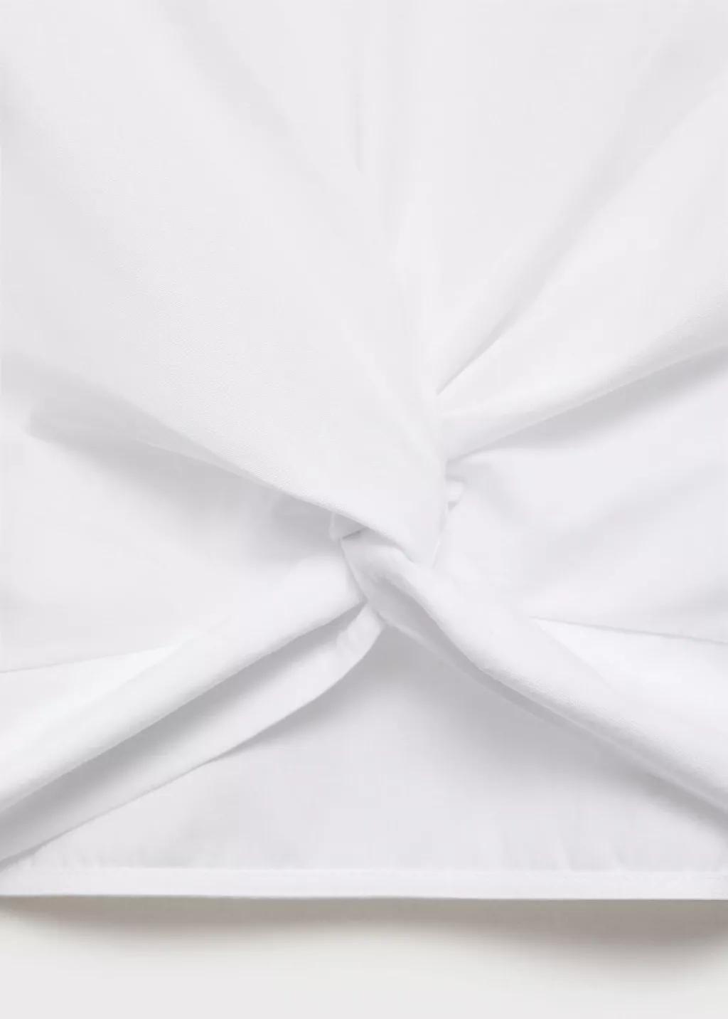 White Knotted-Hem Cotton Blouse, Kids Girl, , large image number 3