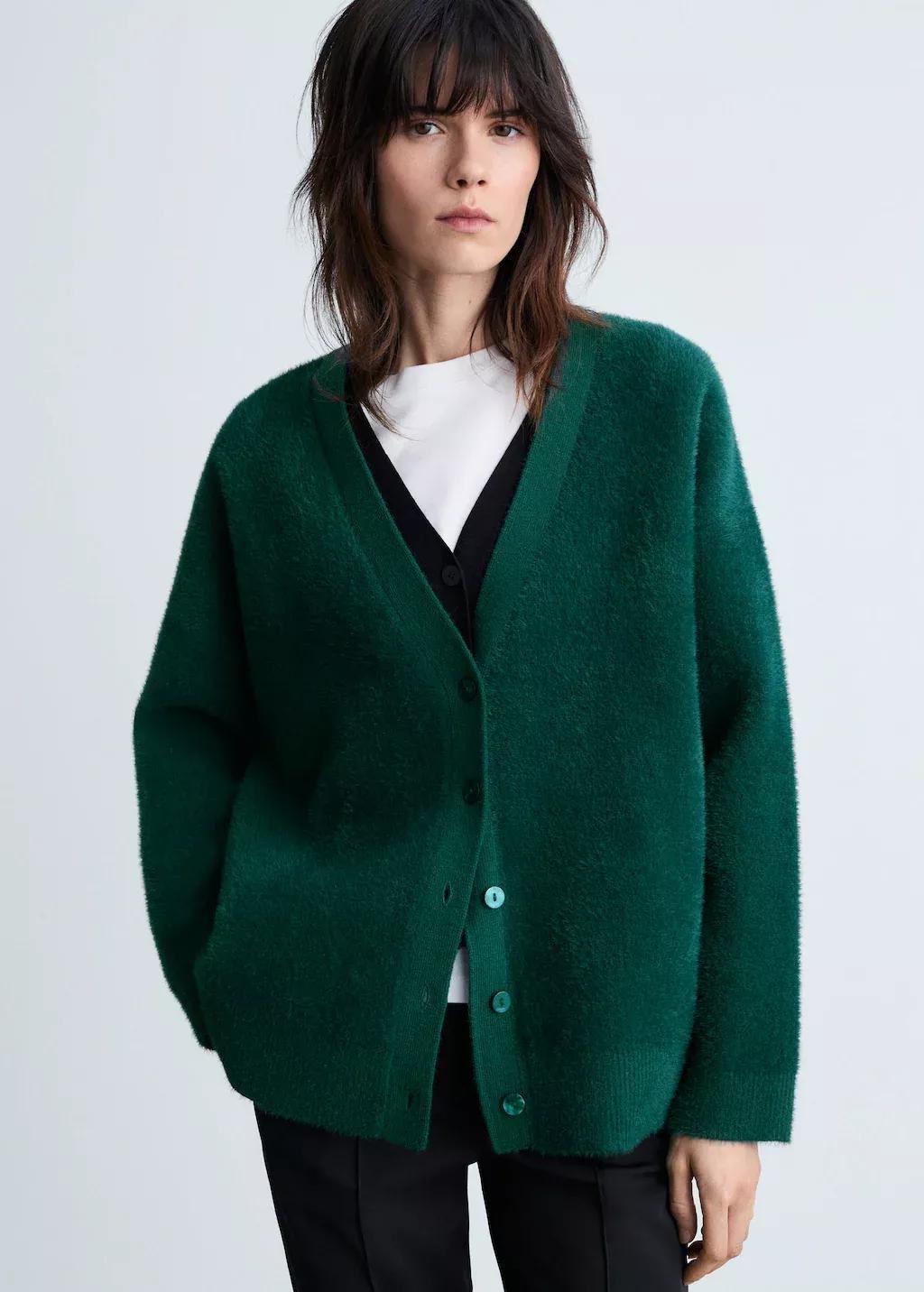 Green Soft Finished Cardigan, , large image number 0