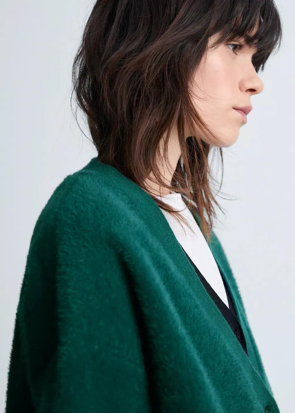 Green Soft Finished Cardigan, , large image number 1