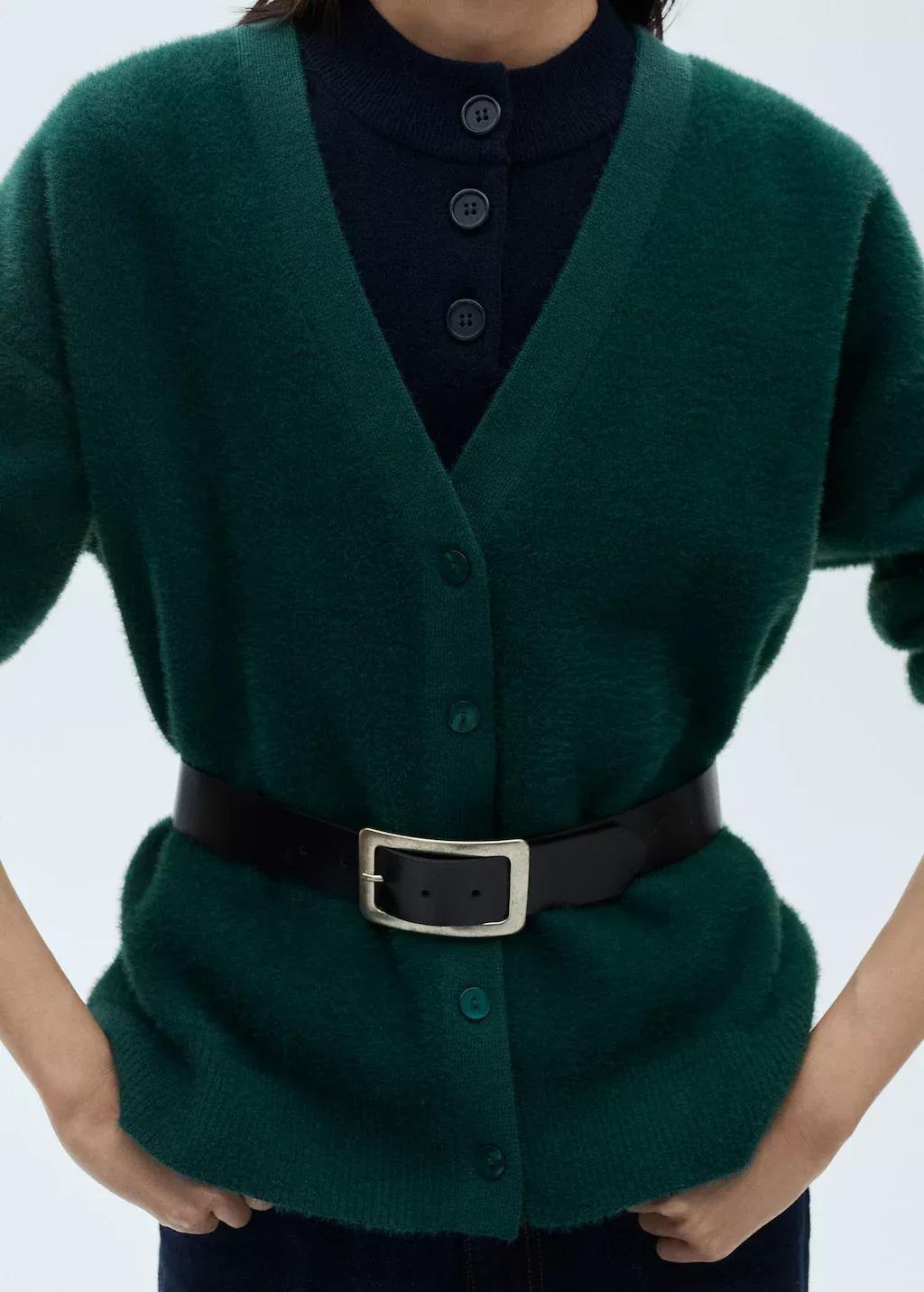 Green Soft Finished Cardigan, , large image number 3