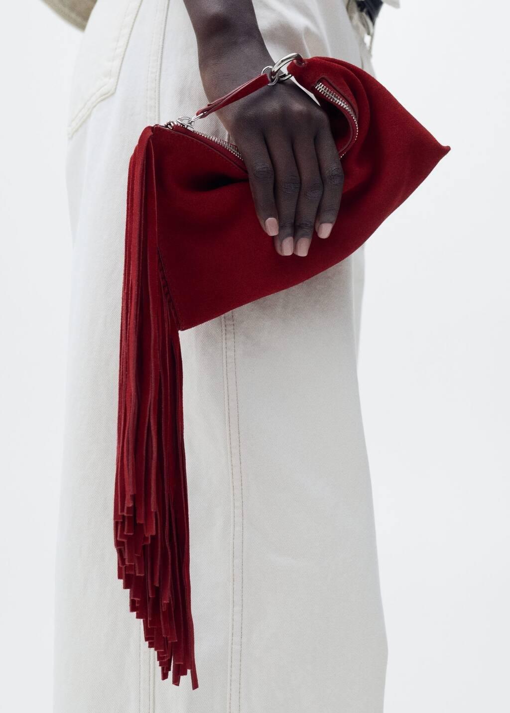 Red Handmade Fringe Bag, Red, large image number 7