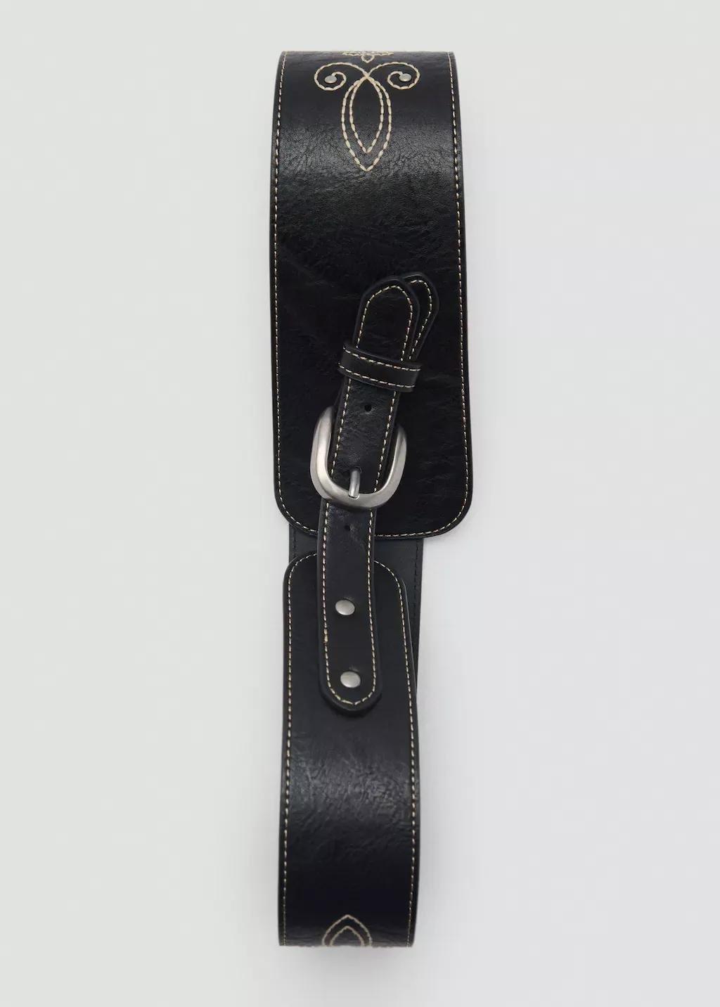 BLACK Buckle sash belt, , large image number 2