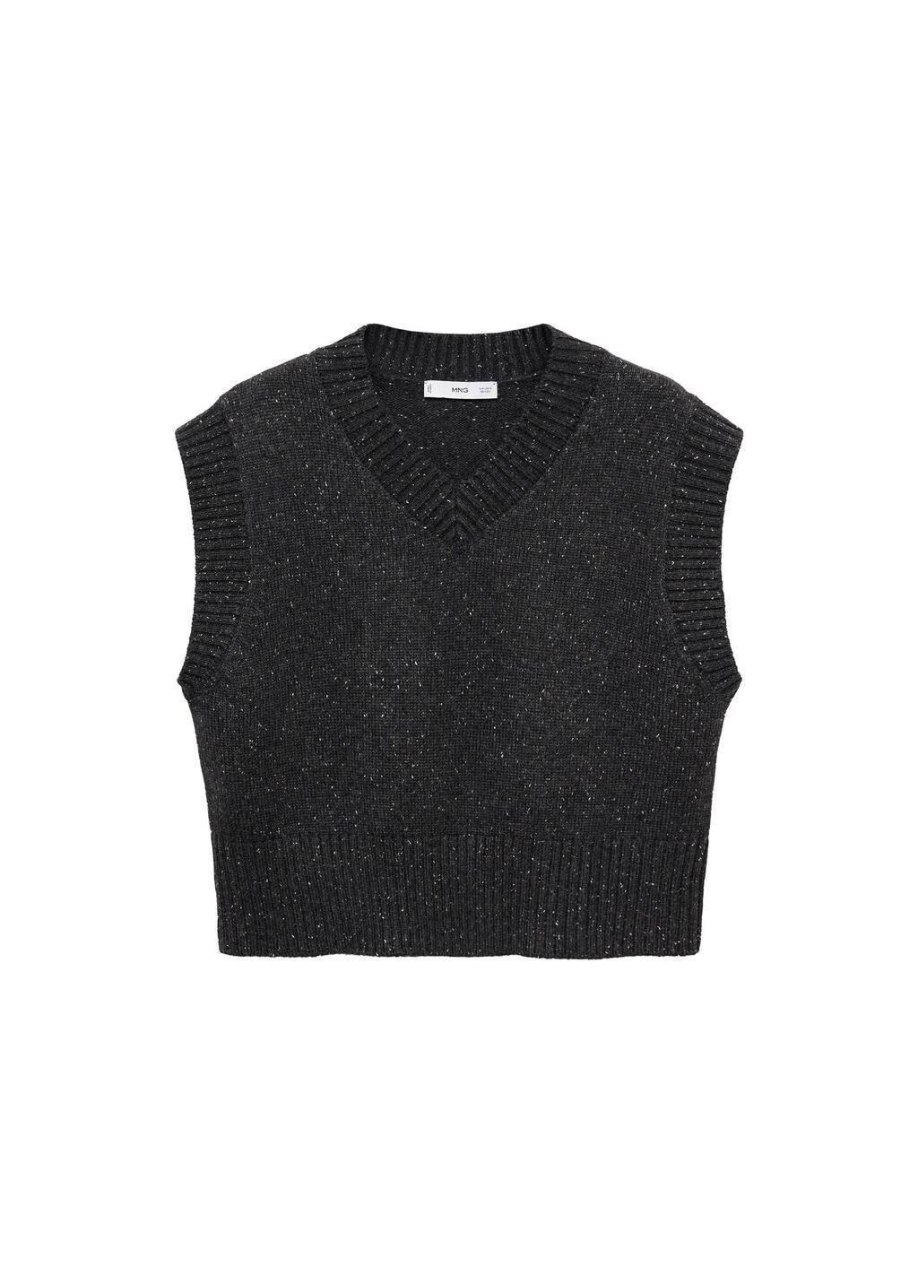 Grey V-Neck Knitted Gilet, , large image number 3