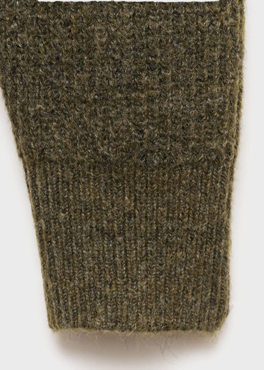 Khaki V-Neck Ribbed Cardigan, , large image number 4