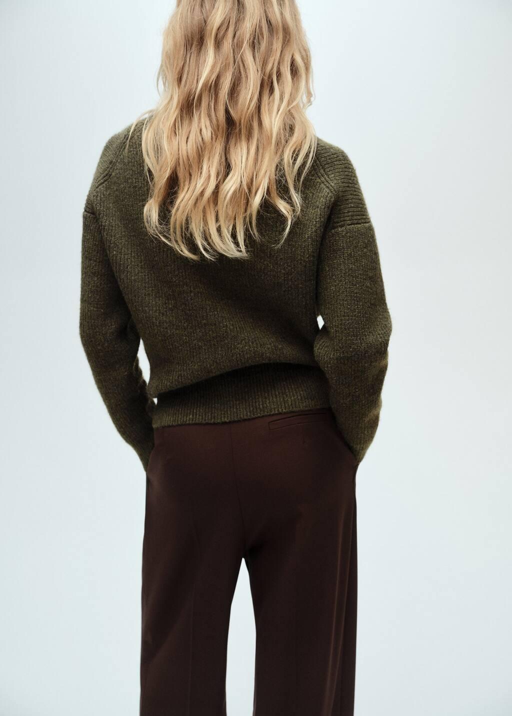 Khaki V-Neck Ribbed Cardigan, , large image number 5