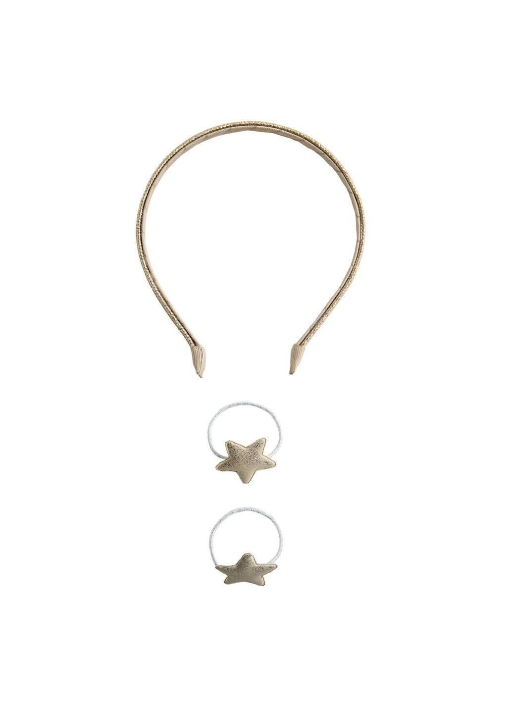 Gold Headband And Scrunchie Set, Kids Girl, Gold, large image number 2