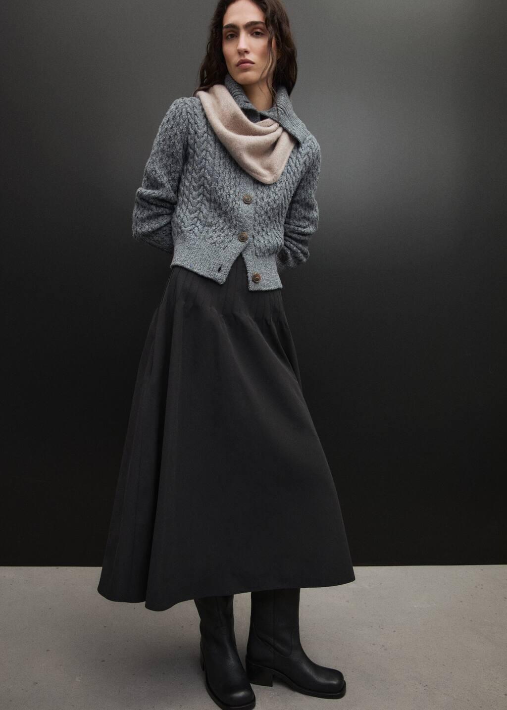 Grey Cabled Heather Cardigan, , large image number 4