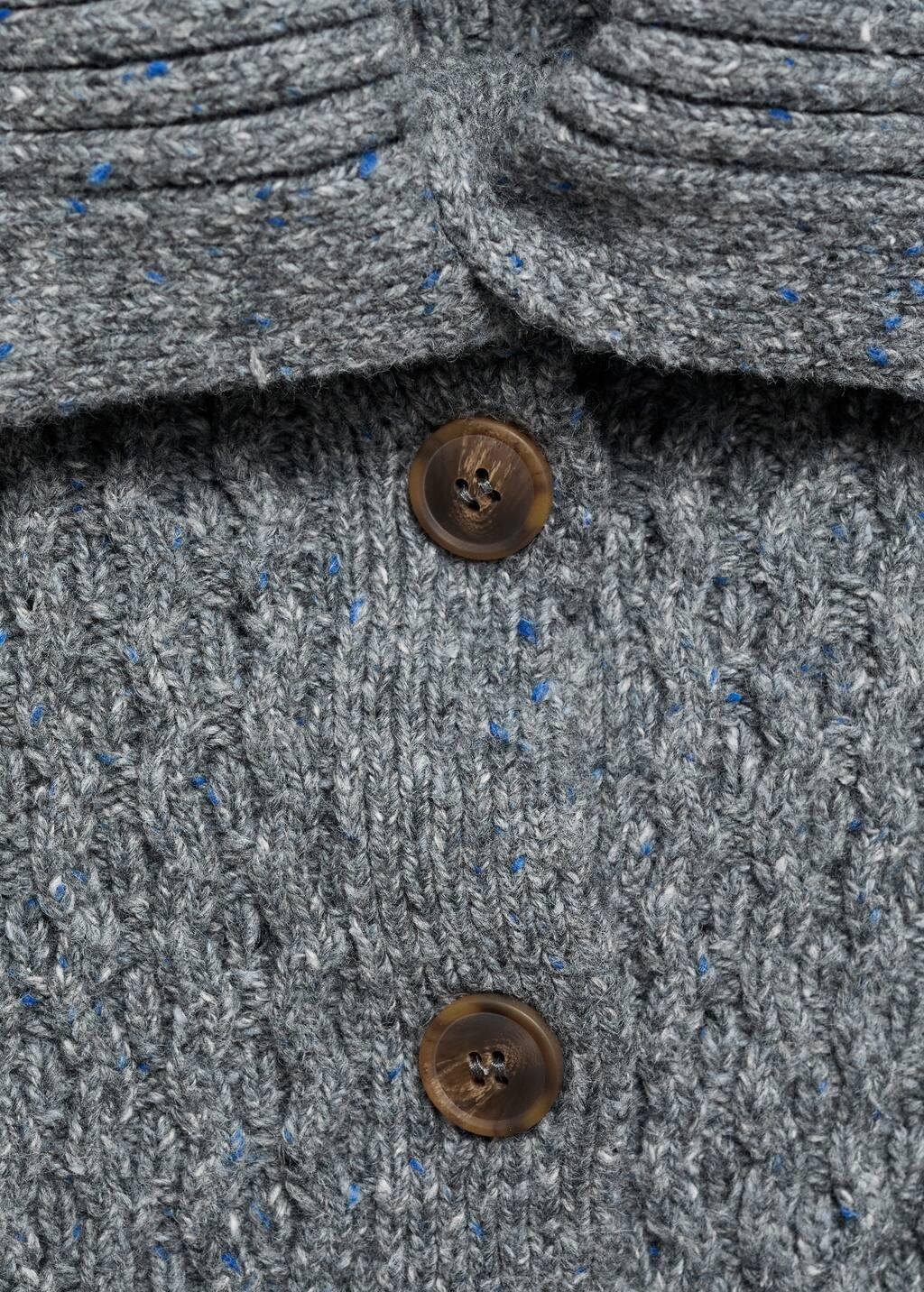 Grey Cabled Heather Cardigan, , large image number 5