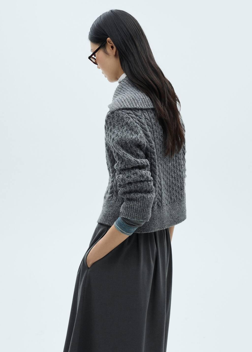 Grey Cabled Heather Cardigan, , large image number 7