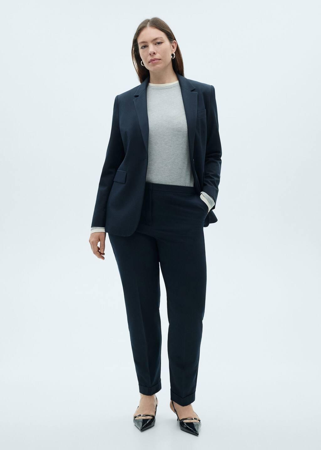 Navy Straight Suit Trousers, Navy, large image number 0