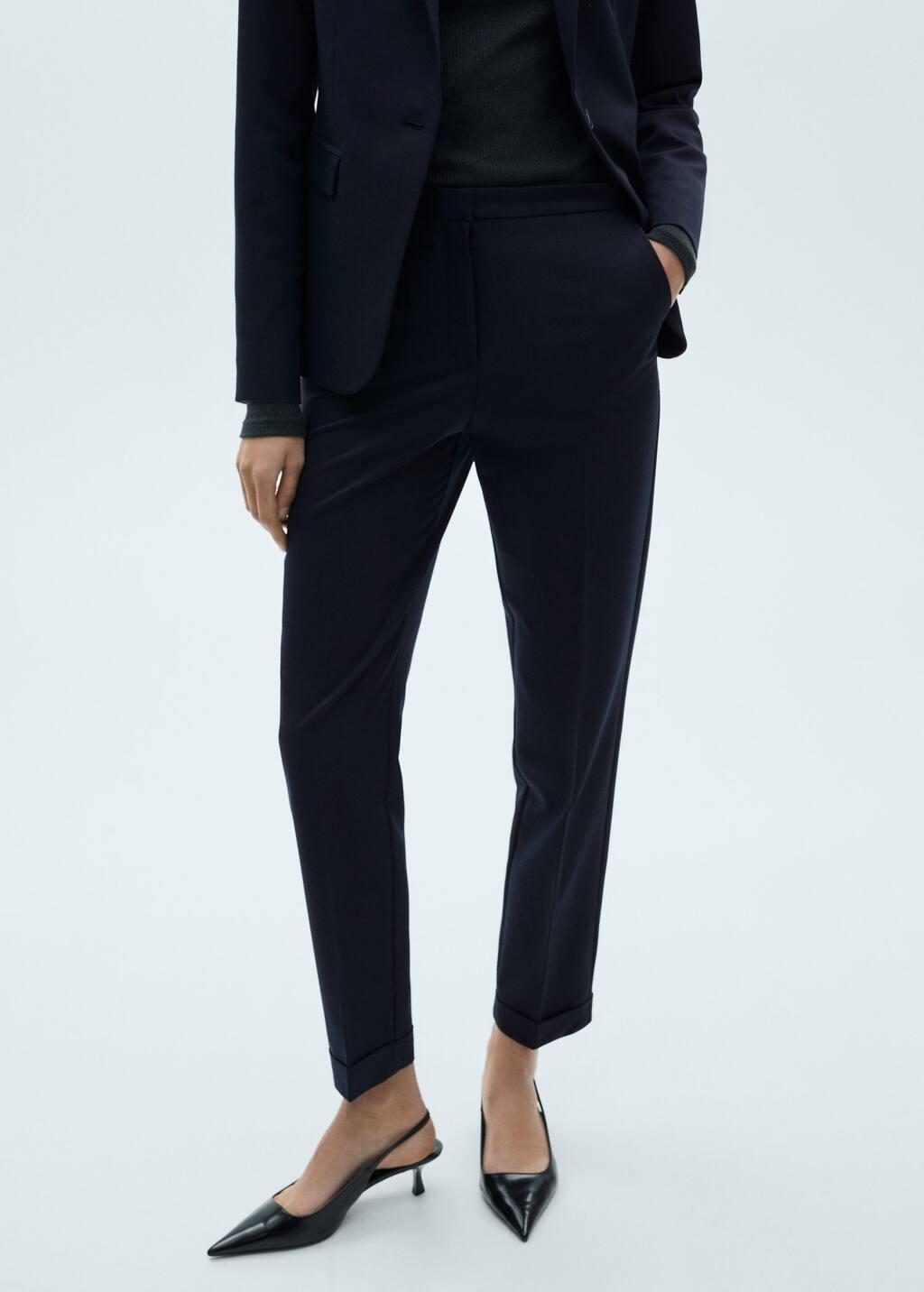 Navy Straight Suit Trousers, Navy, large image number 1