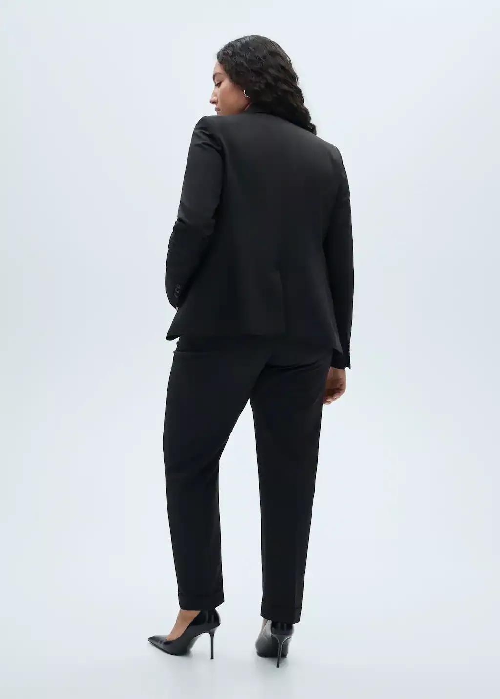 Black Straight Suit Trousers, , large image number 2
