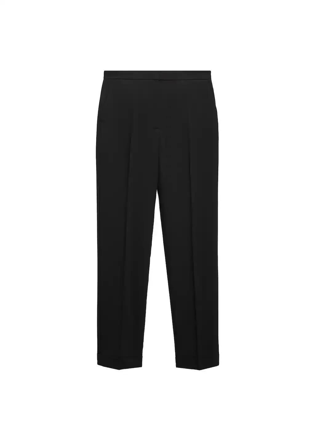 Black Straight Suit Trousers, , large image number 3