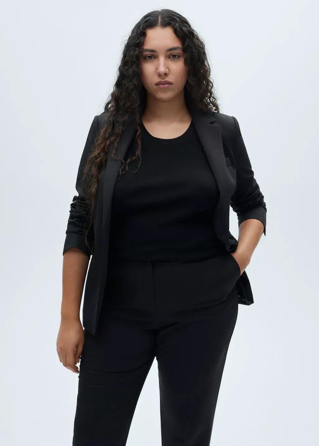 Black Straight Suit Trousers, , large image number 4