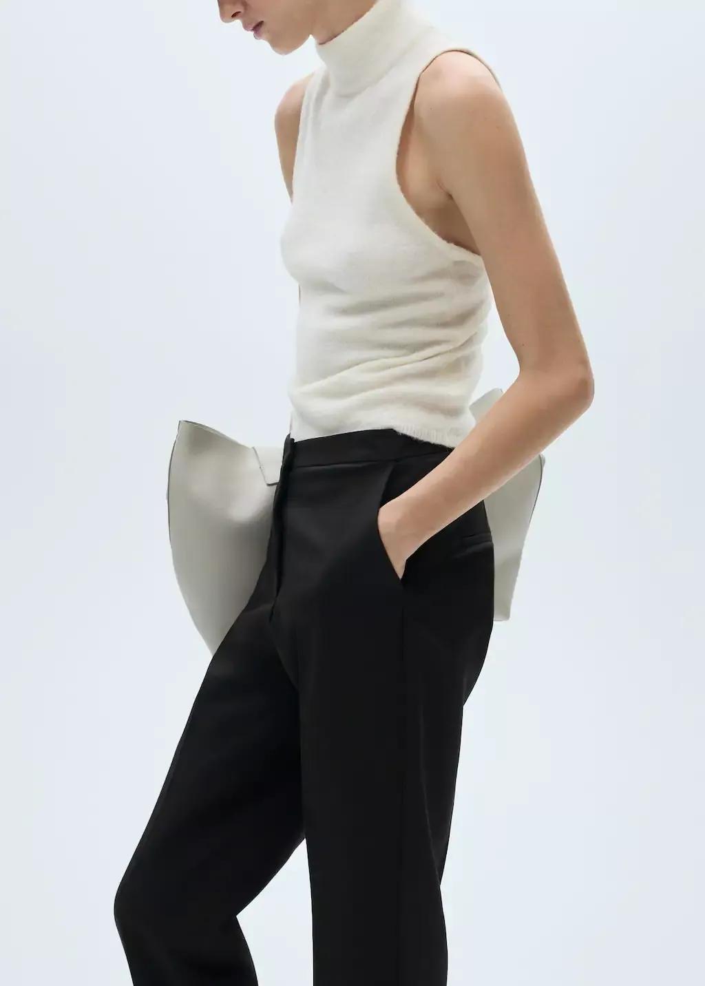 Black Straight Suit Trousers, , large image number 5