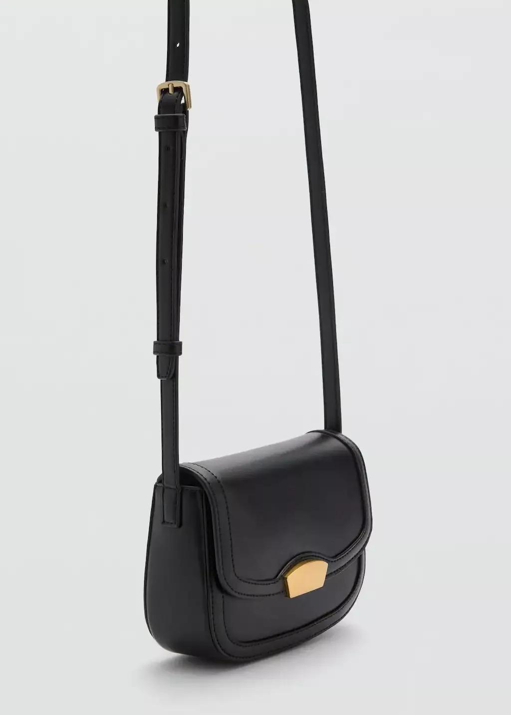 Black Plain Handmade Crossbody Bag, Black, large image number 0