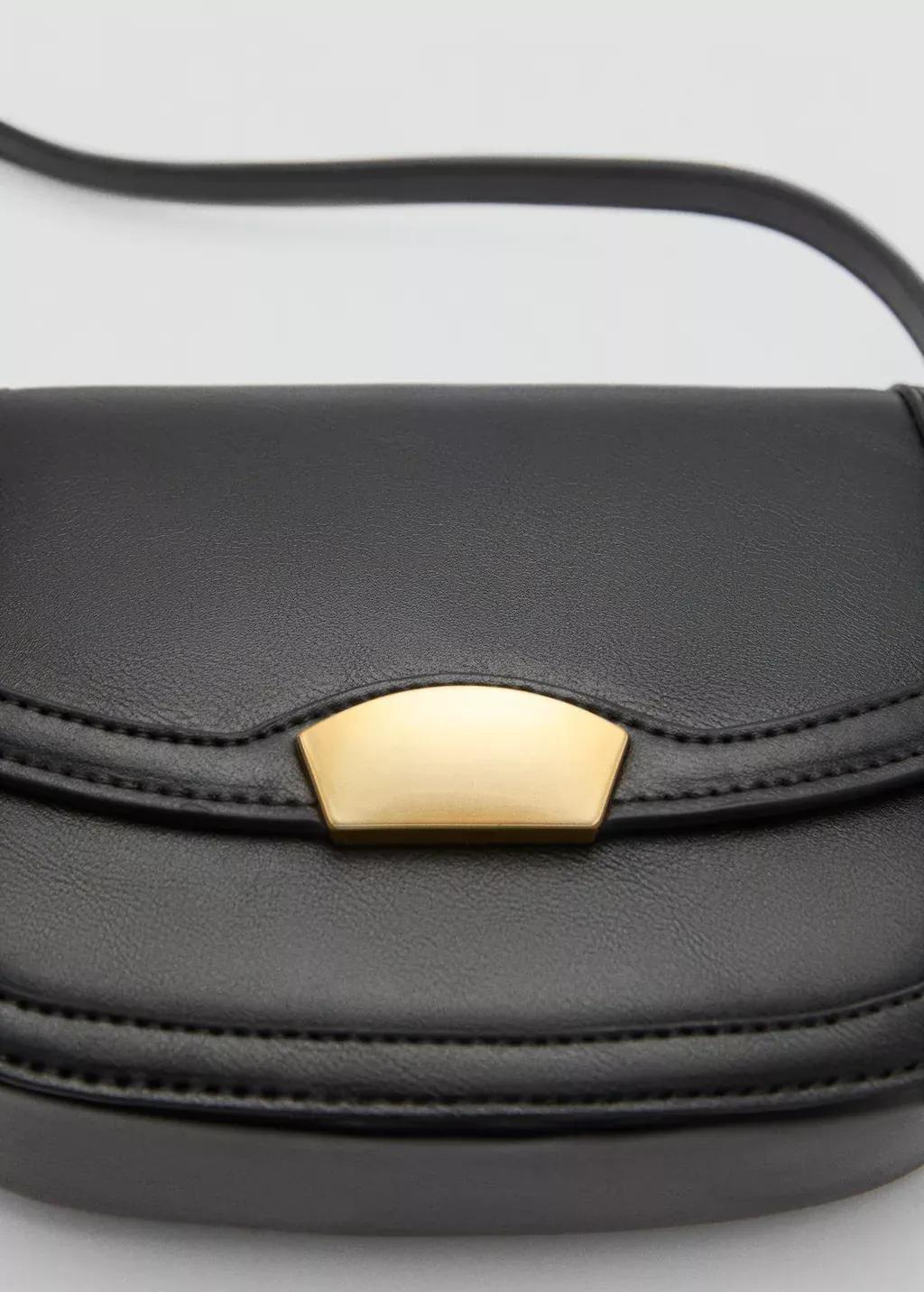 Black Plain Handmade Crossbody Bag, Black, large image number 1