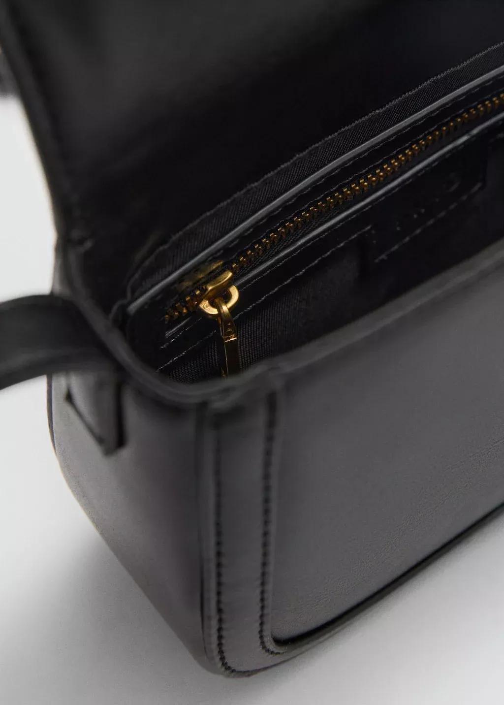 Black Plain Handmade Crossbody Bag, Black, large image number 2
