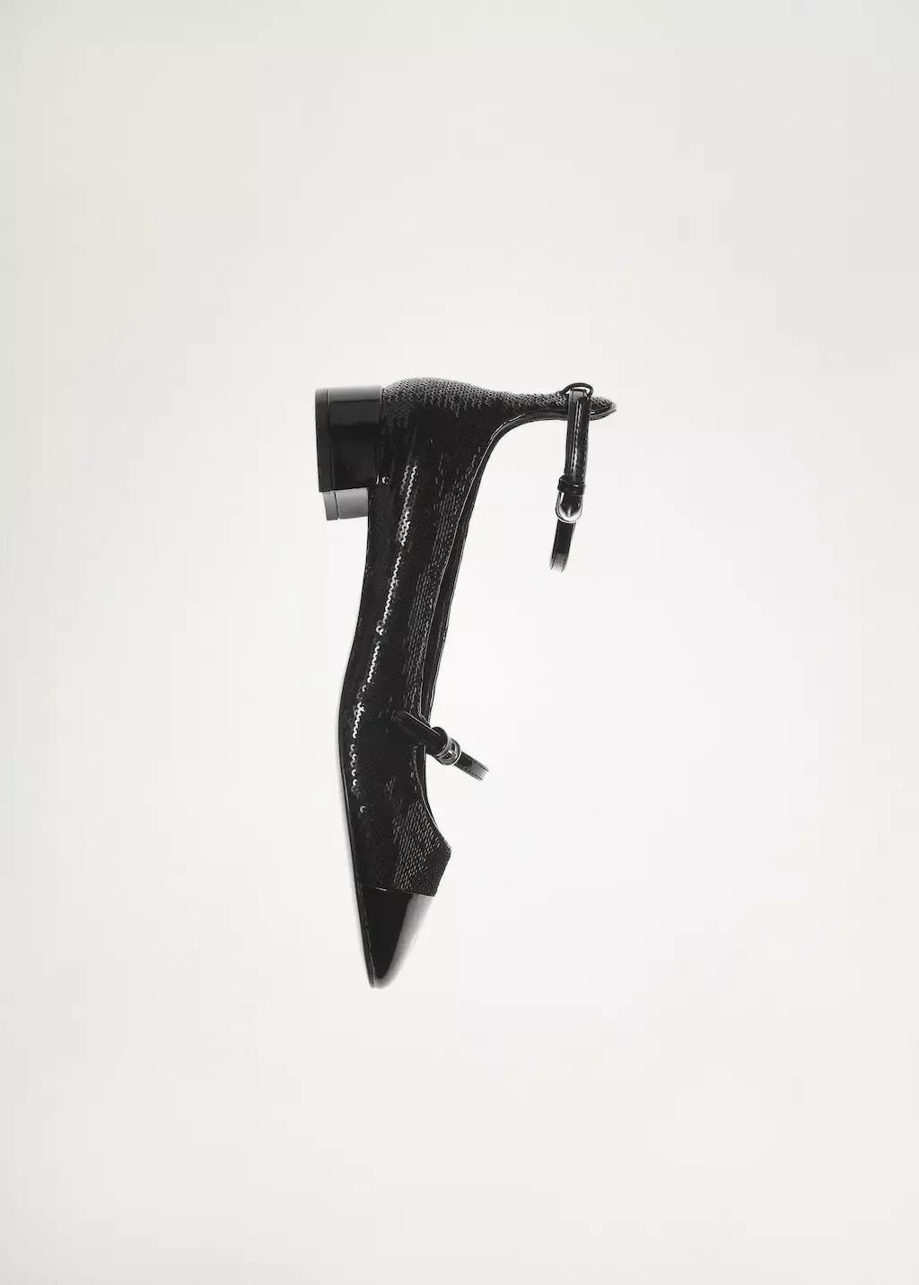Black Sequin Block-Heel Shoes, , large image number 2