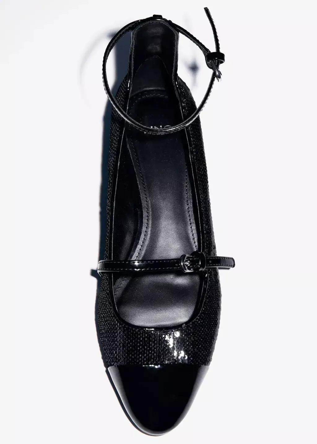 Black Sequin Block-Heel Shoes, , large image number 3