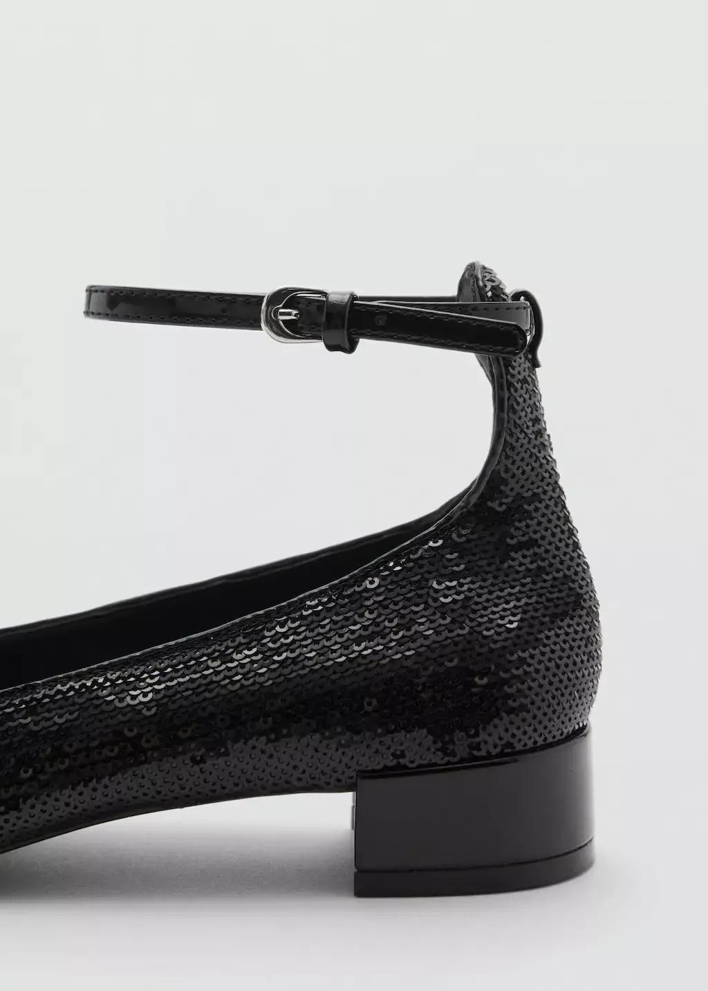 Black Sequin Block-Heel Shoes, , large image number 5