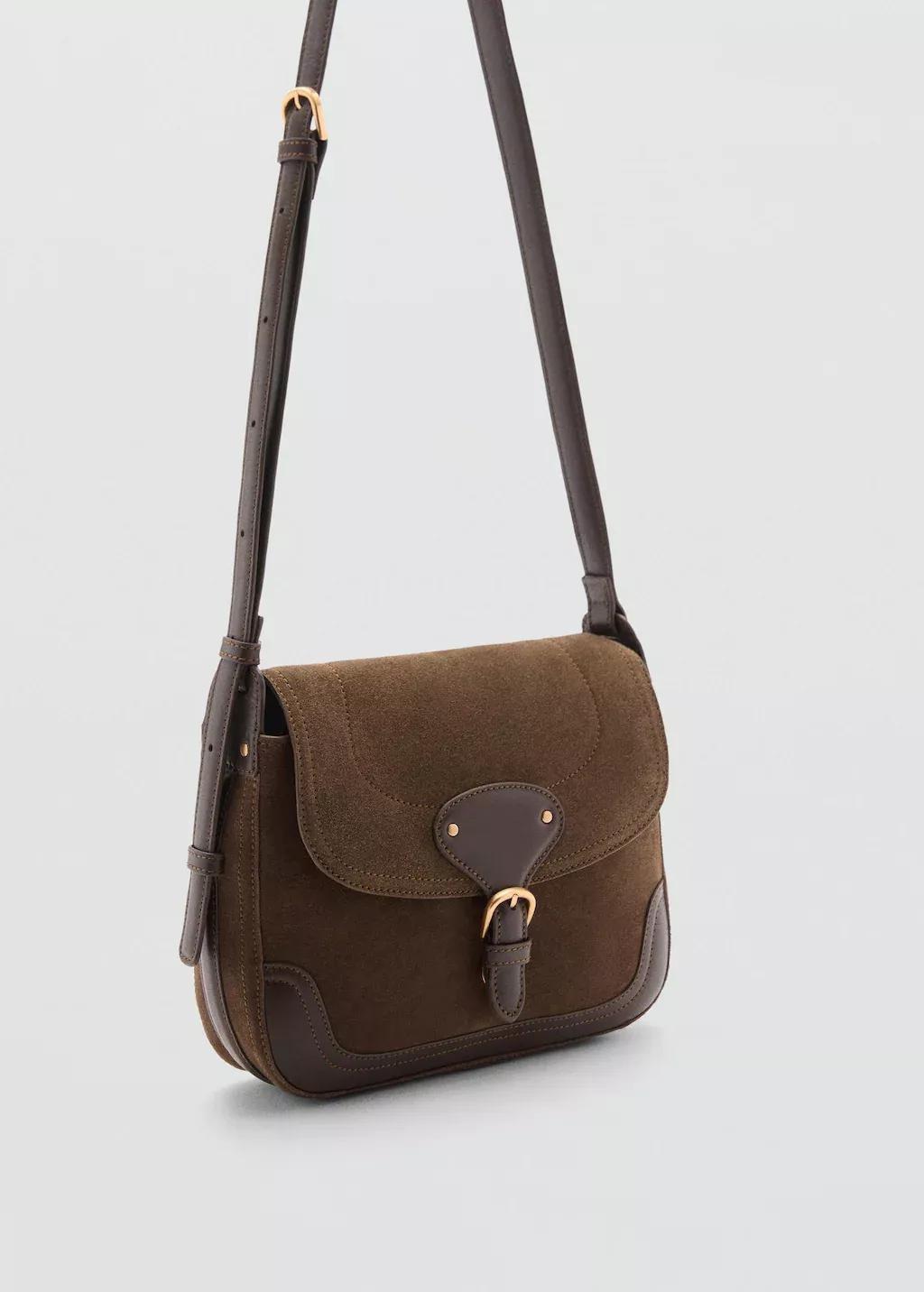 Khaki 100% Leather Buckle Bag, Beige - Khaki, large image number 0