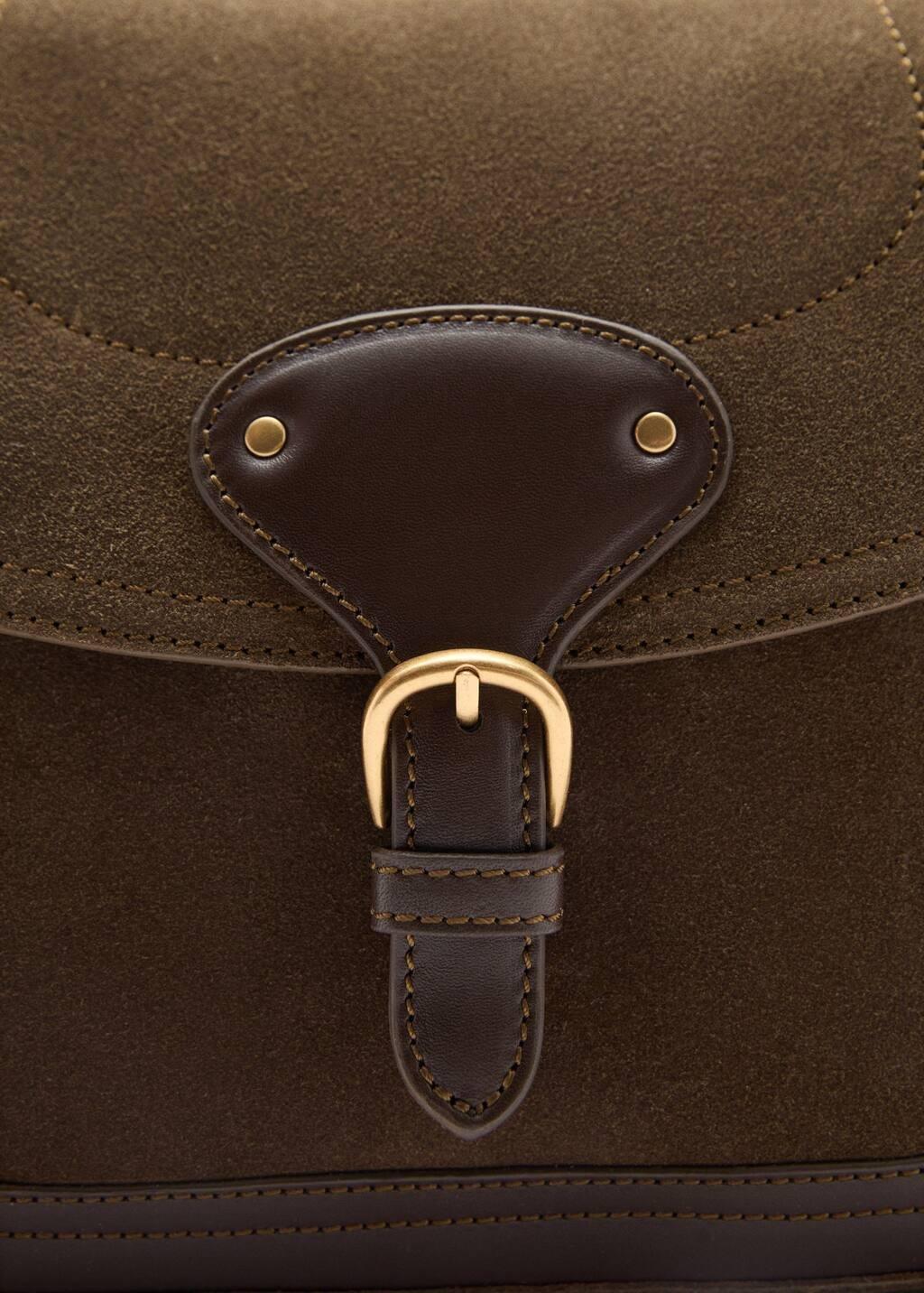 Khaki 100% Leather Buckle Bag, Beige - Khaki, large image number 1