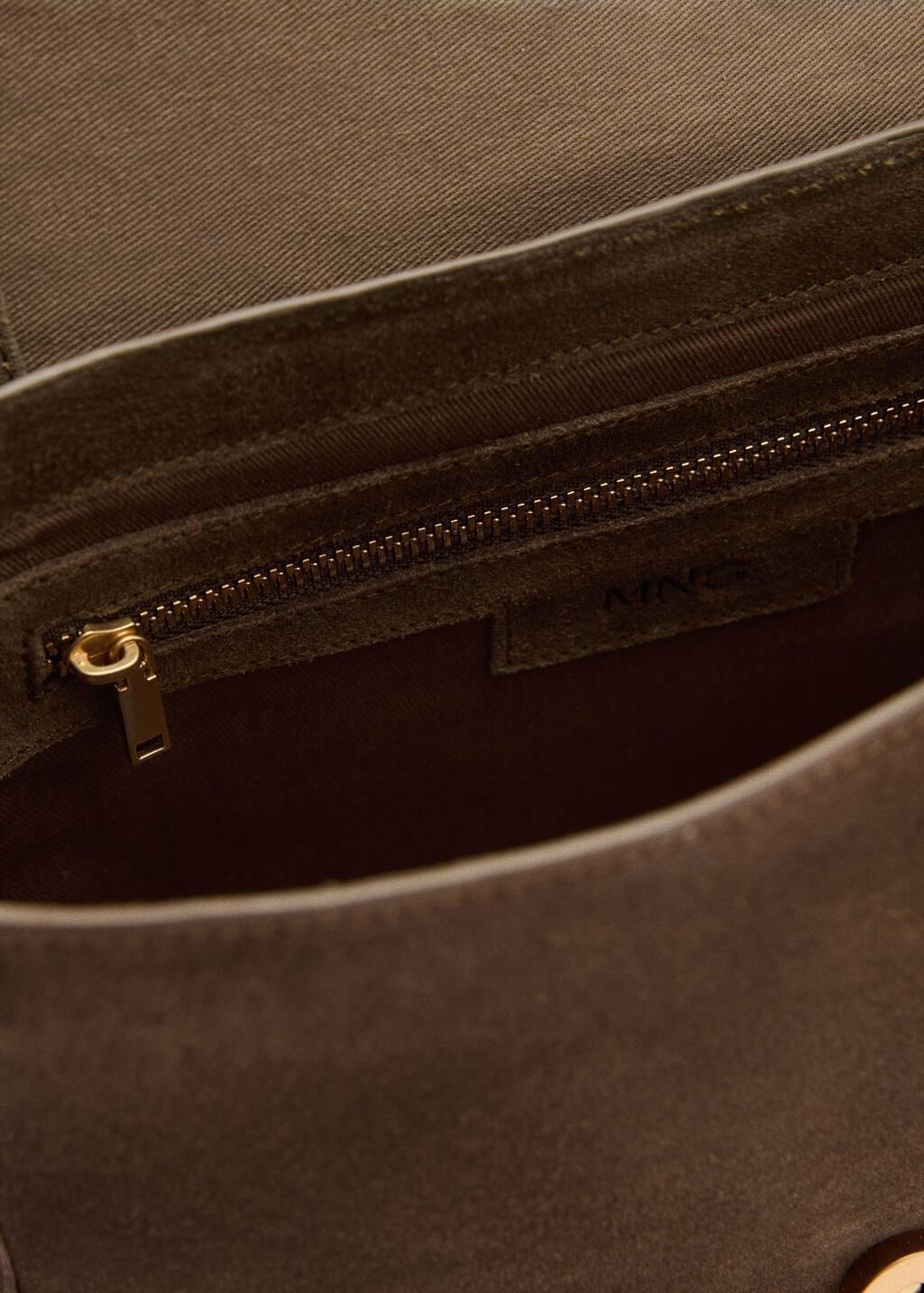 Khaki 100% Leather Buckle Bag, Beige - Khaki, large image number 2