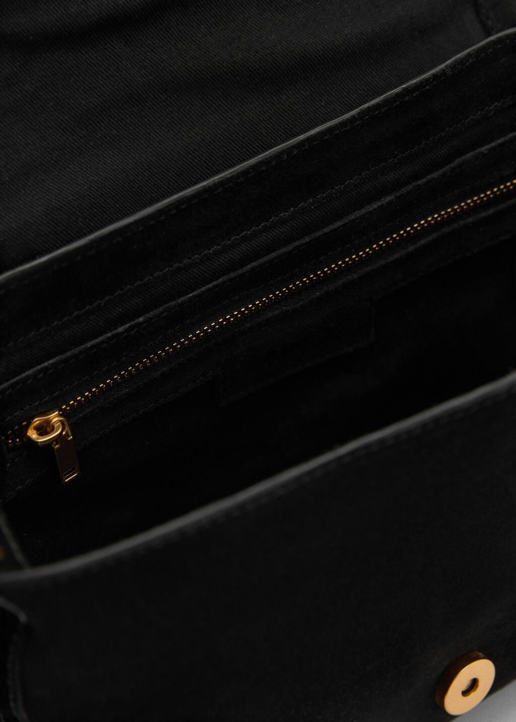 Black 100% Leather Buckle Bag, Black, large image number 4