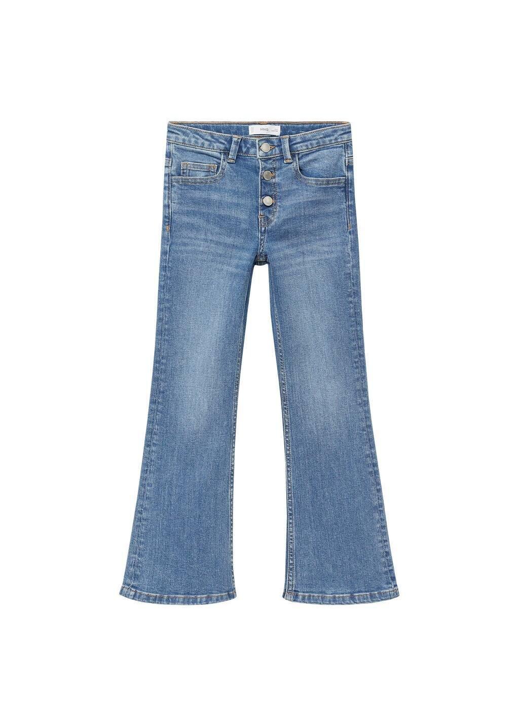 Blue Buttons Flare Jeans, Kids Girl, , large image number 0