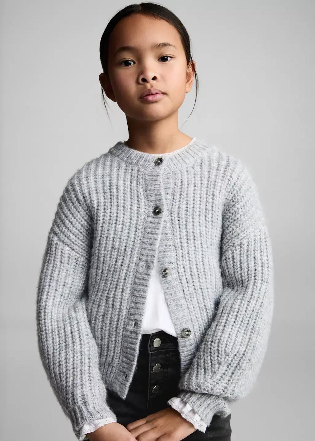 Grey Buttons Flare Jeans, Kids Girl, , large image number 0