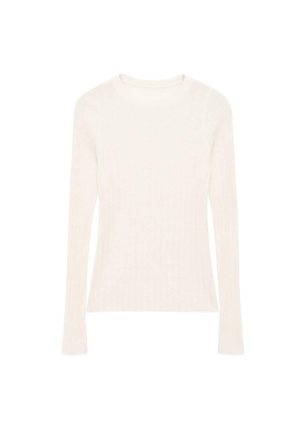 NATURAL WHITE Ribbed round-neck sweater, , large image number 3