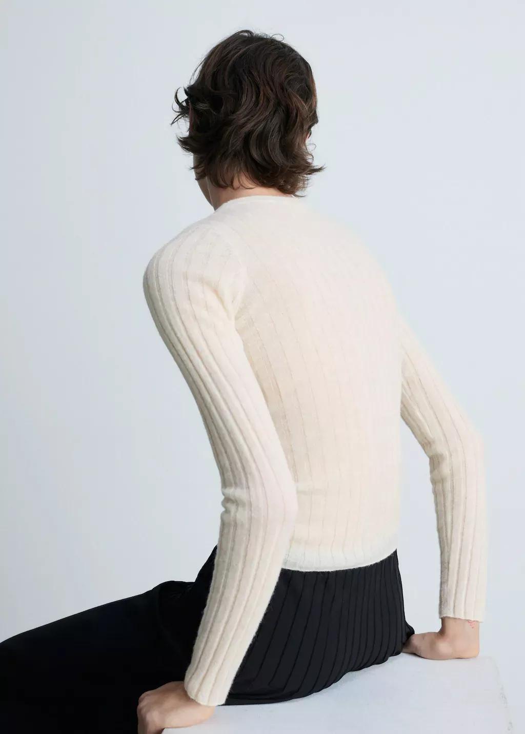 NATURAL WHITE Ribbed round-neck sweater, , large image number 6