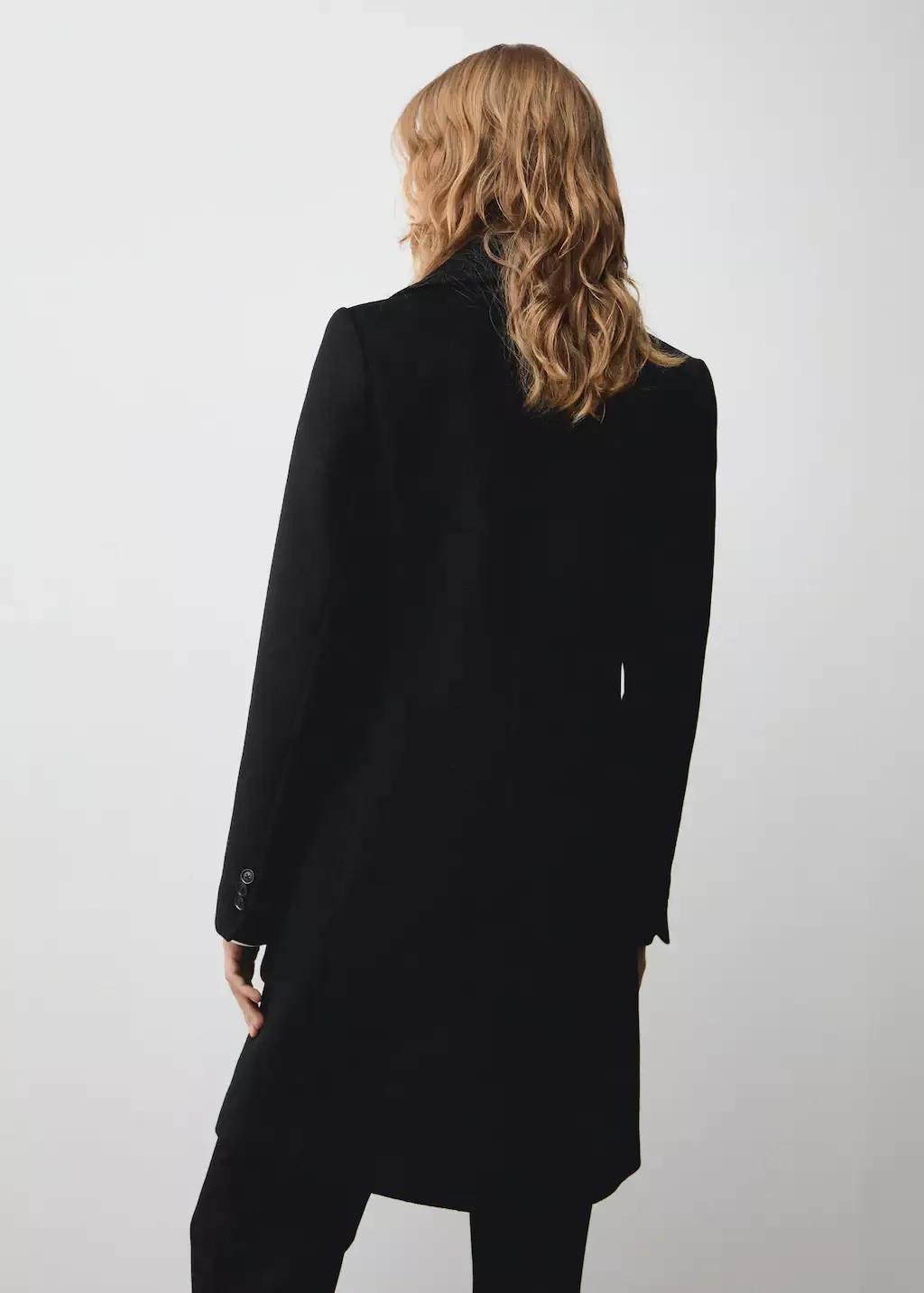 Black Double-Breasted Wool Coat, , large image number 7
