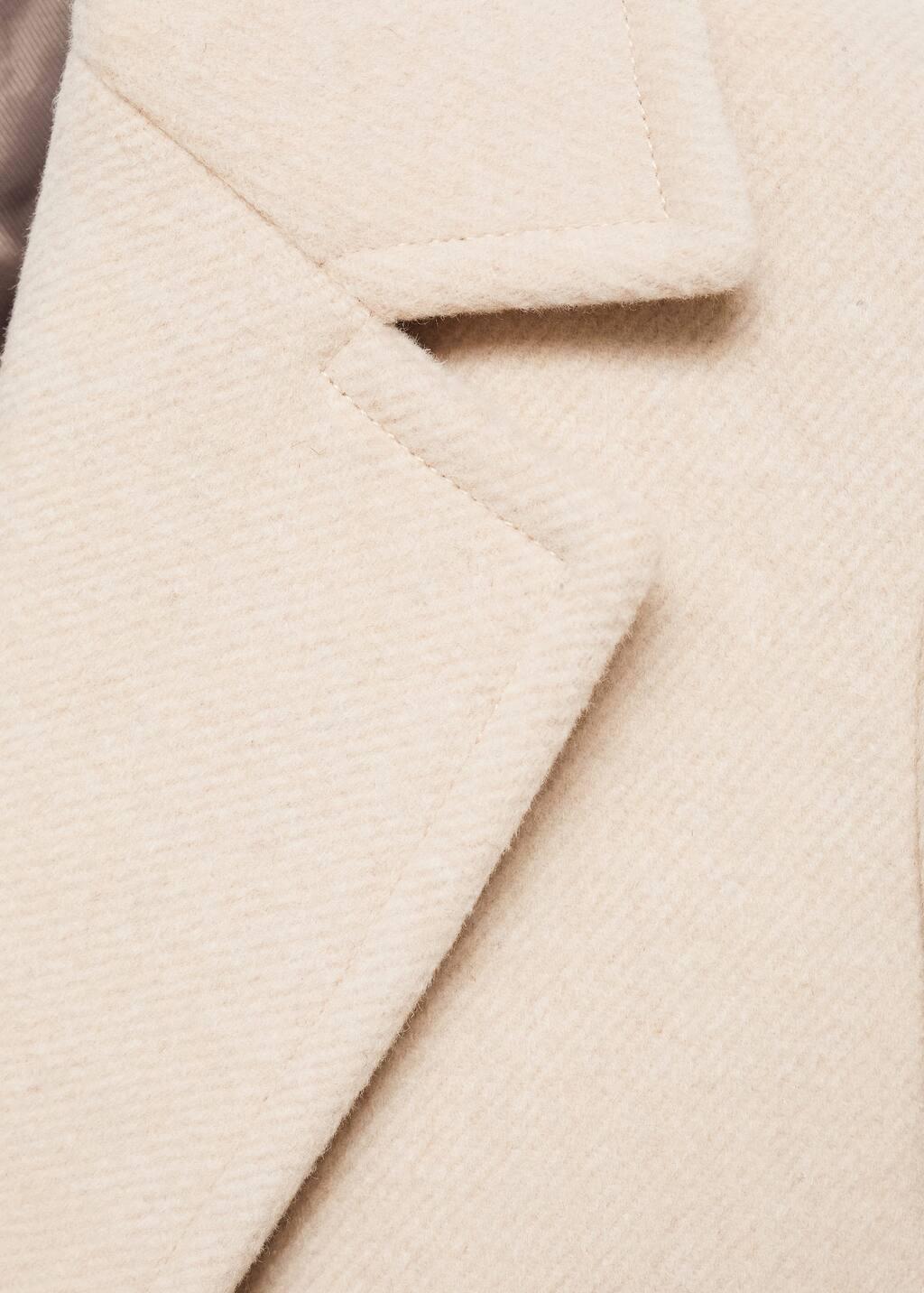 Beige Double-Breasted Wool Coat, , large image number 7