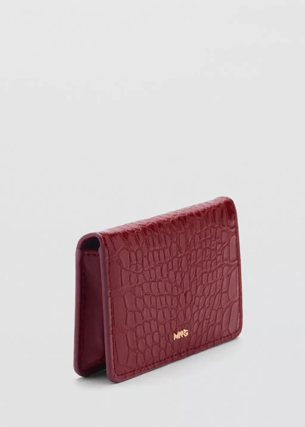 Red Coco Effect Leather Wallet, Red, large image number 0