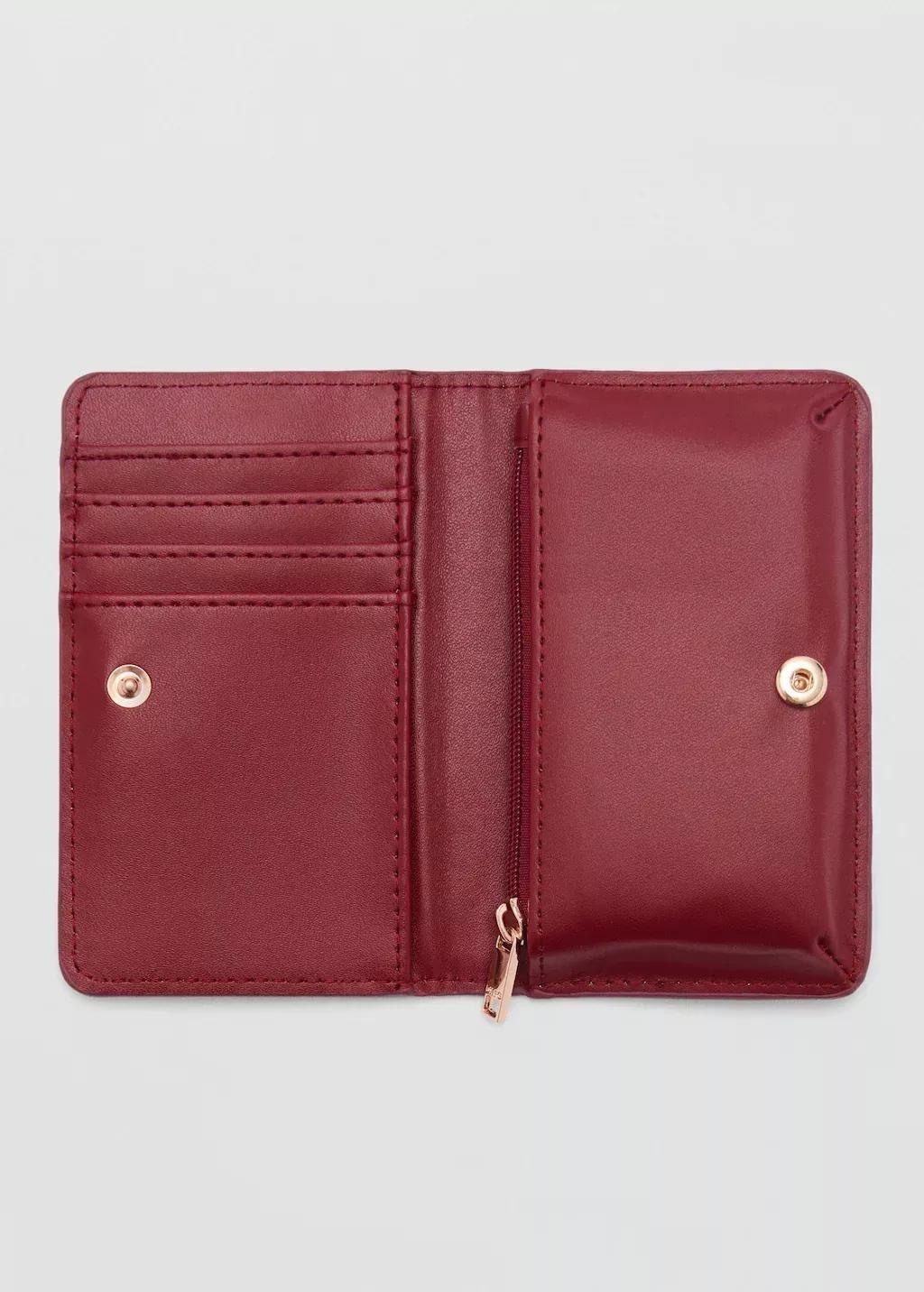 Red Coco Effect Leather Wallet, Red, large image number 1