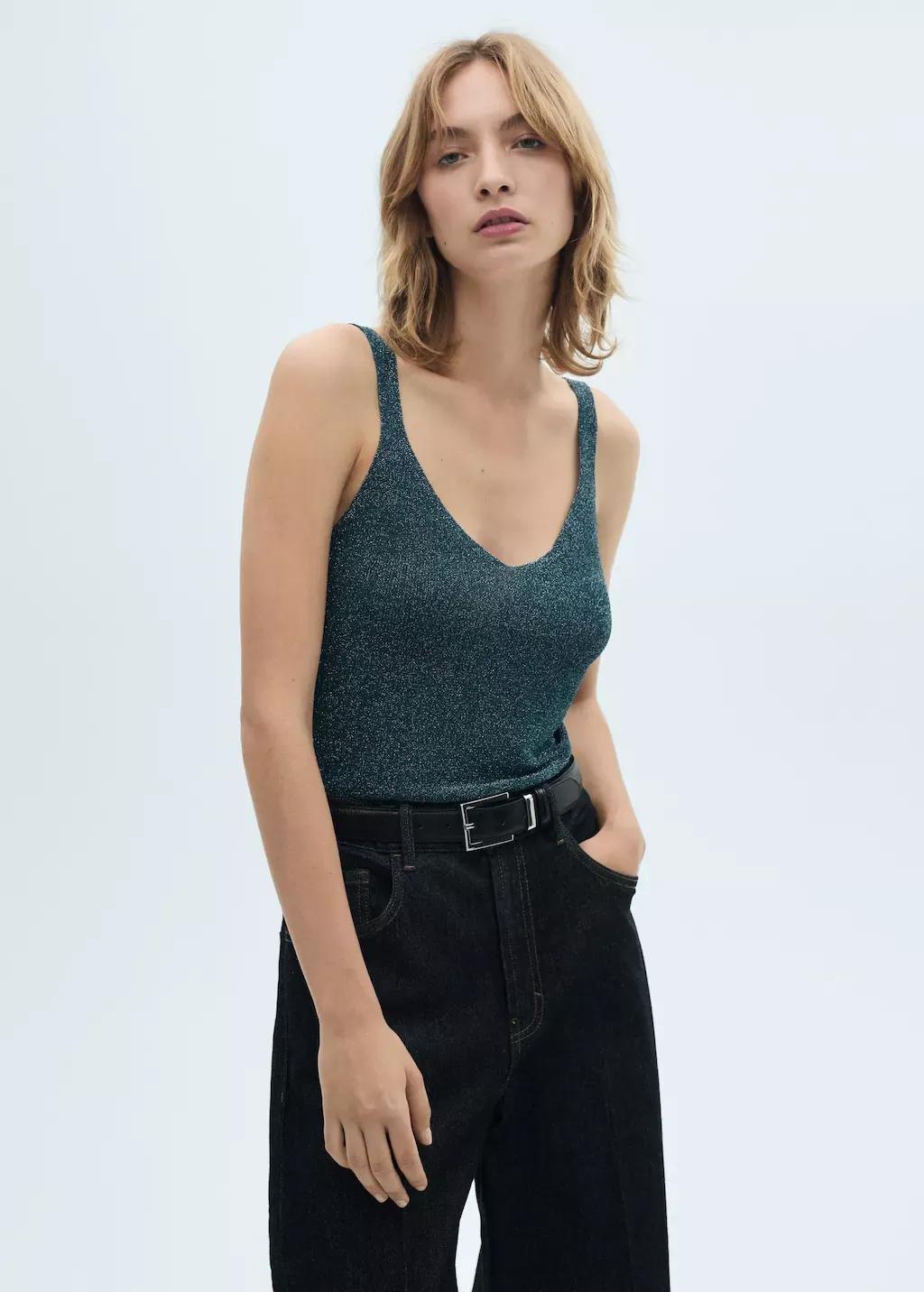 Green Lurex Knitted Top, , large image number 0